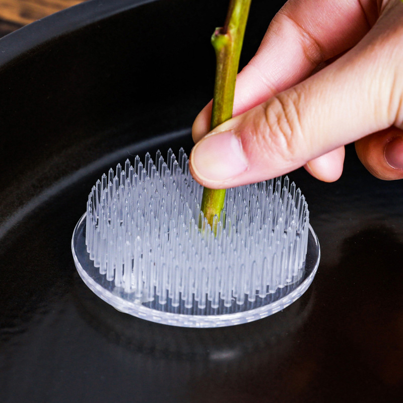 Ikebana Vase Kenzan - 丸型生け花ケンザン吸盤プラスチック製フラワーアレンジメントツールゴムベース固定ホルダー、花飾りポット花瓶ホームクラフト用