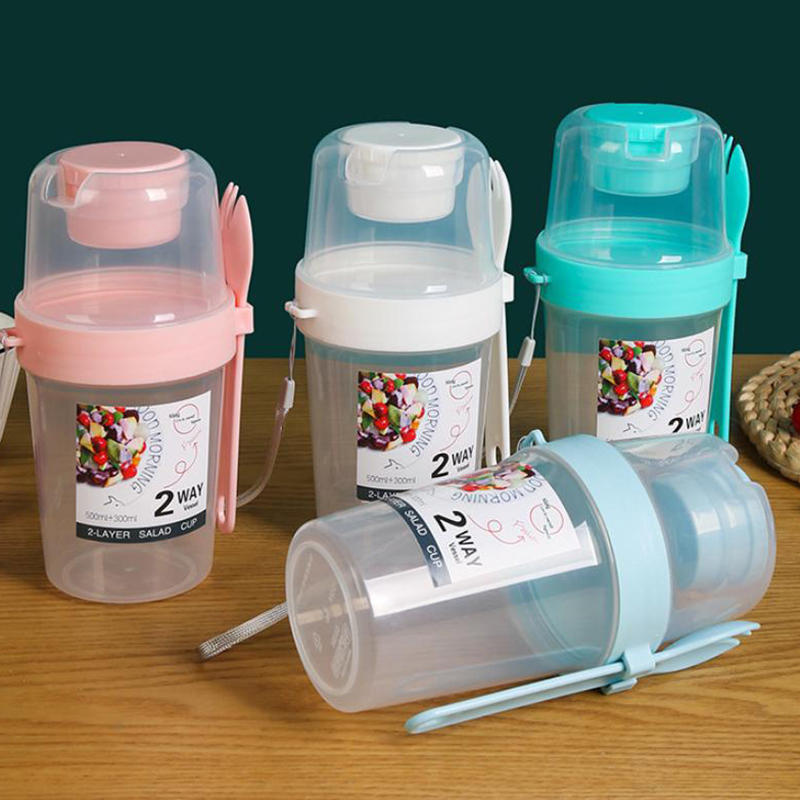 朝食用フルーツオートヨーグルトサラダカップ、蓋とスプーン付き - Bento Box Two Tier のレビューと価格